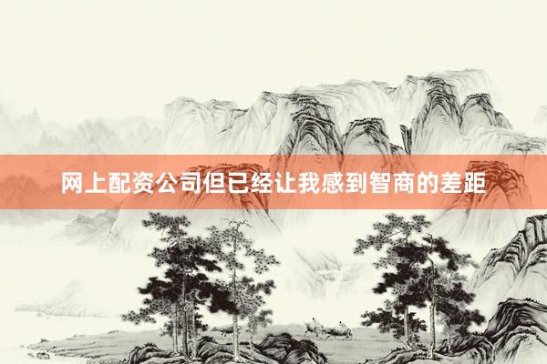 网上配资公司但已经让我感到智商的差距